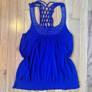 Streetwear Society Y2K Royal Blue Tank Top with Lattice Back